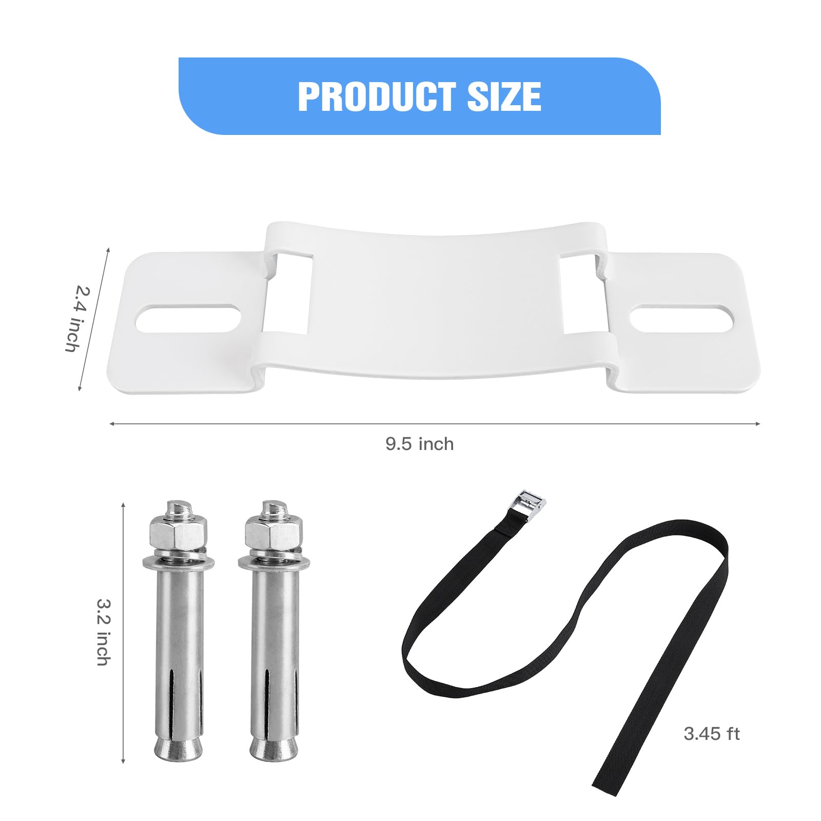 MROUDELUO 2-Set Wall Mount Propane Tank Bracket with Adjustable Strap and Safety Belt, Powder Coated Alloy Steel, White - Image 4