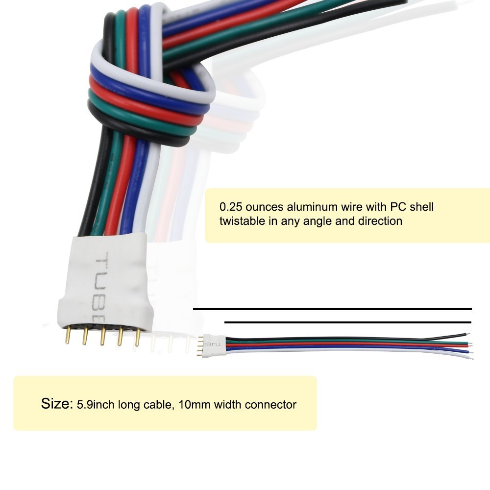 LitaElek 2pcs 1m RGBW Câble D'extension à Bande LED Ruban LED