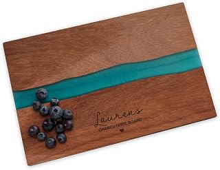 Personalised Resin Serving Board - Unique Birthday Gifts for Her Women - Engraved Wooden Chopping Board (River Board in Gift Box)
