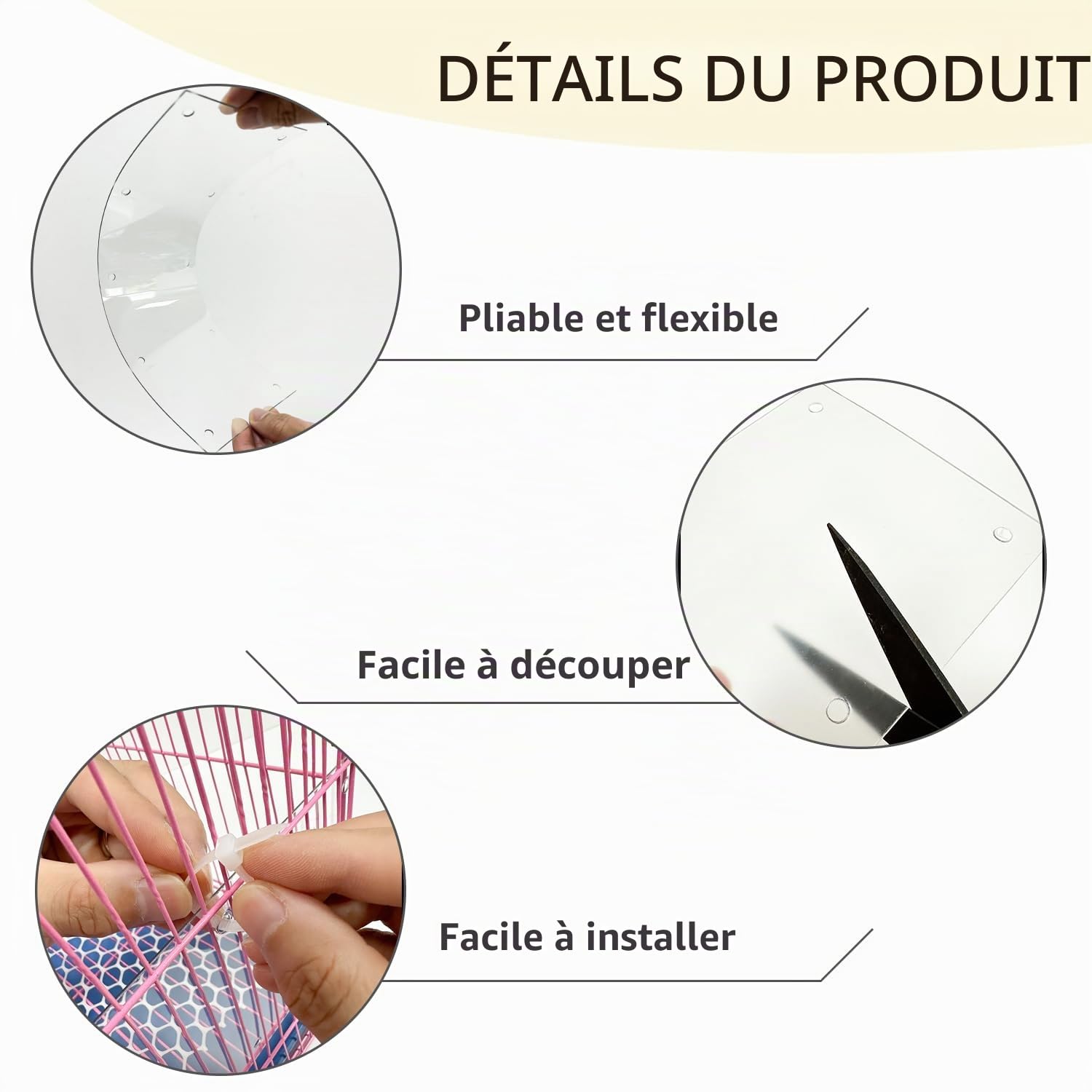 Lot de 12 Doublures de bord de la cage pour animaux, 35 x 12cm, Doublures de protection pour cage de petit animal avec 120 attaches pour lapin, cochon d'Inde, hamster et autres petits animaux
