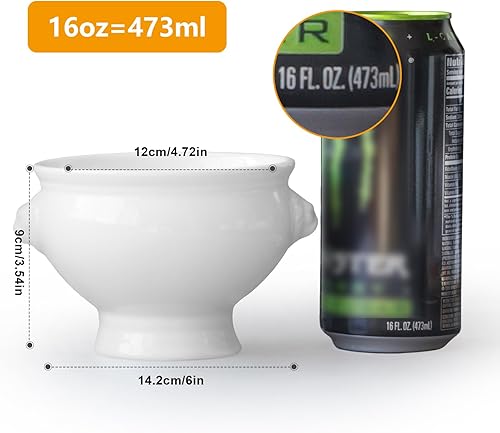 Miniatura 5 de Cinf Juego de 2 cuencos de cerámica de porcelana de 16 onzas con cabeza de león para regalos de Navidad y Acción de Gracias, aptos para microondas,