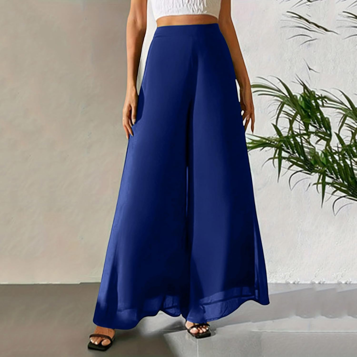 Womens Summer Wide Leg Casual Pants Palazzo High Waist Lounge Pants Trendy Loose Fit Travel Vacation Outfits