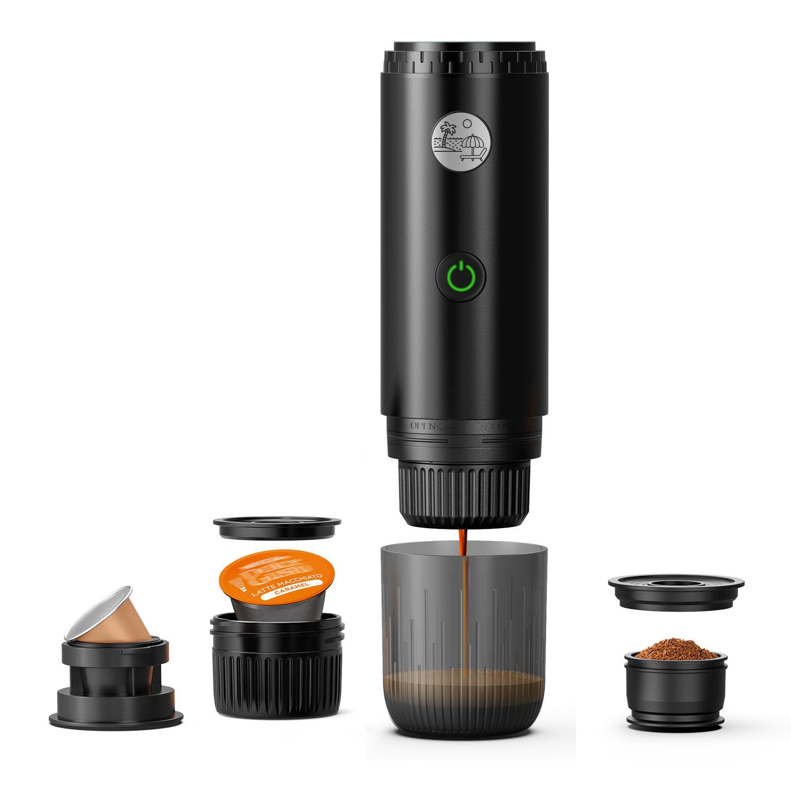 Draagbaar koffiezetapparaat, 3-in-1 accu-koffiezetapparaat met