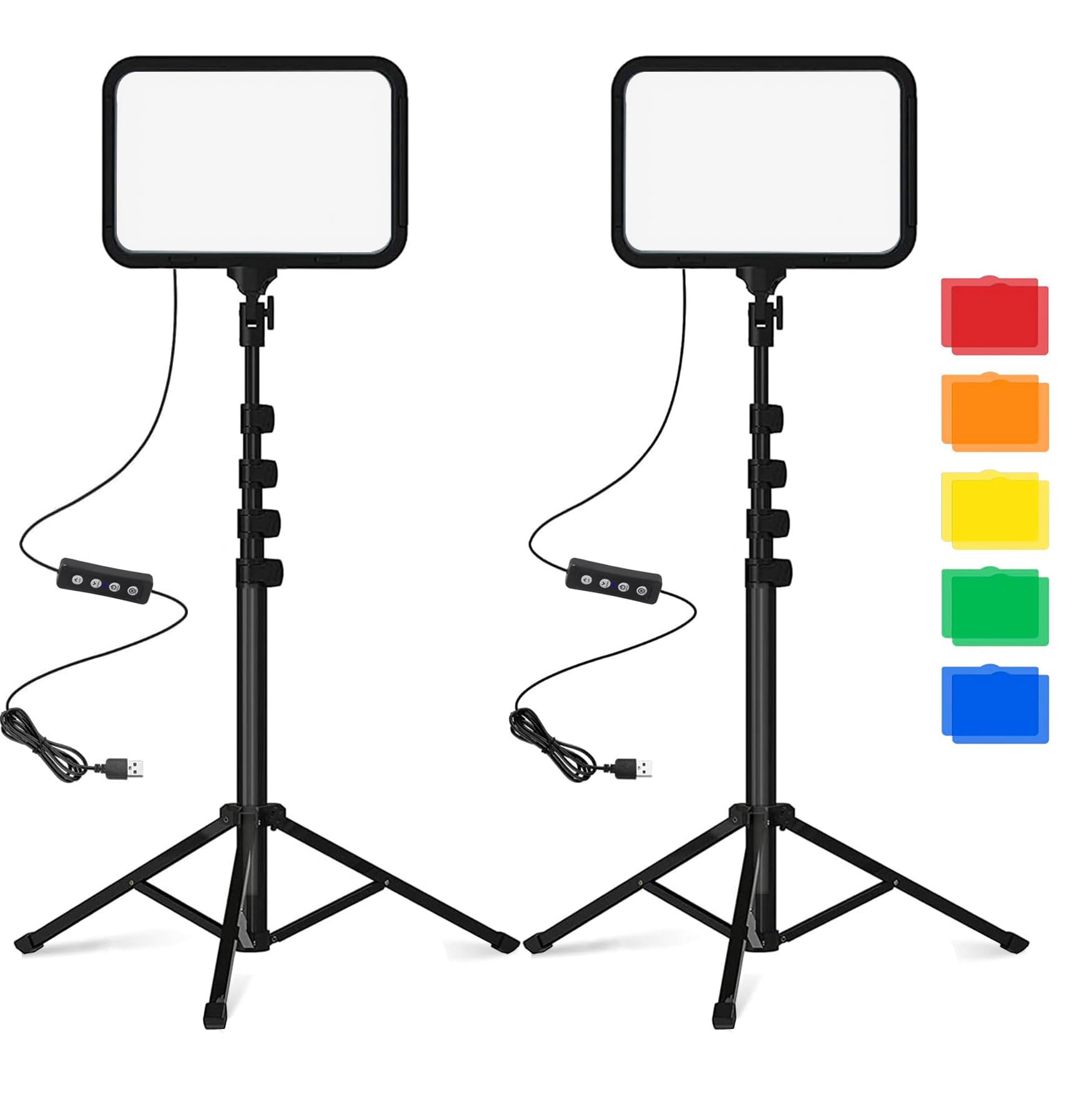 2 Panneau LED Eclairage LED Lumiere Photo avec Trépied Réglable, Éclairage Video 3000K–6500K pour Streaming Youtube et Enregistrement Vidéo Dimmable