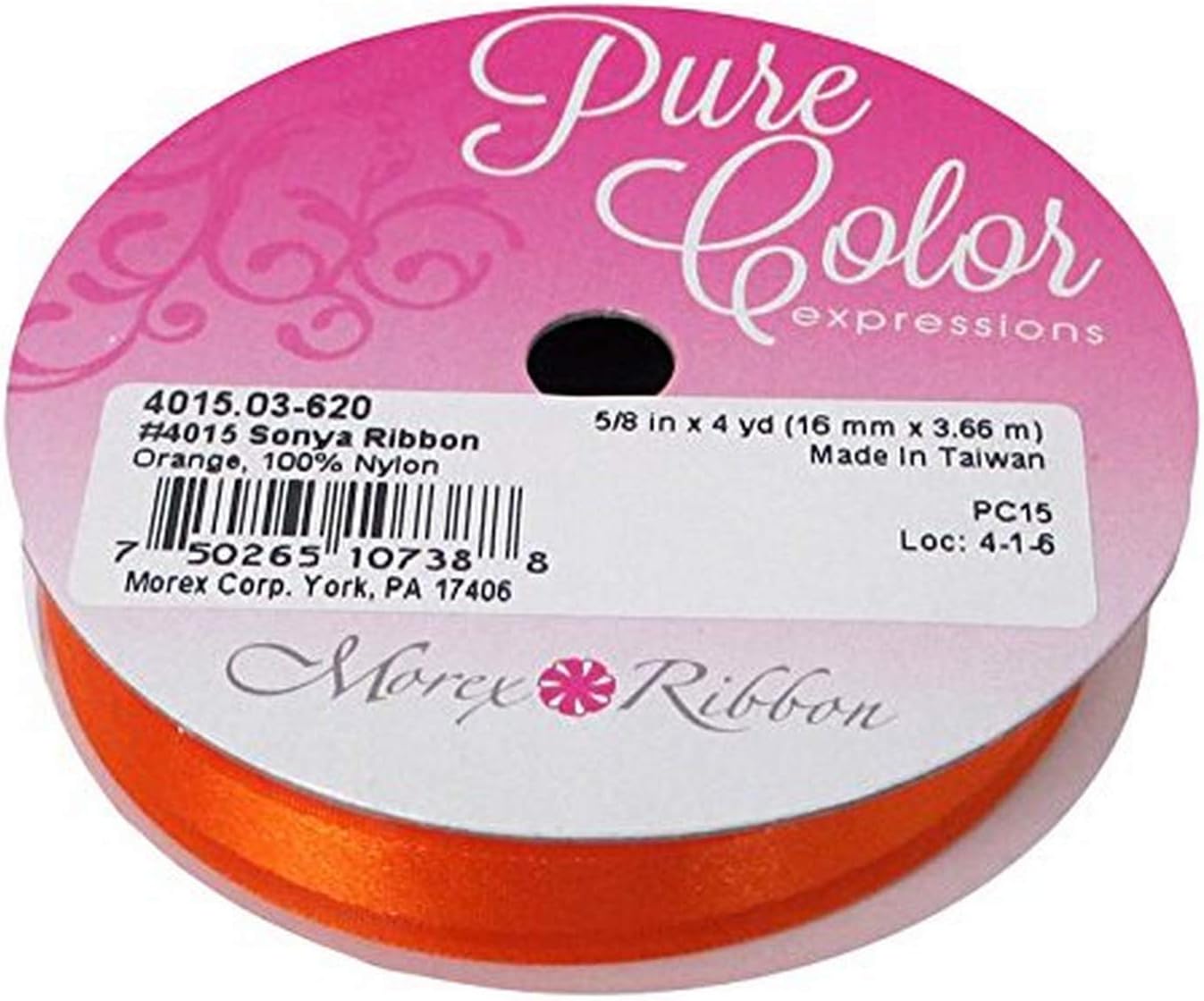 Morex Ribbons Sonya 5/8" x 4yd Orange Ribbon