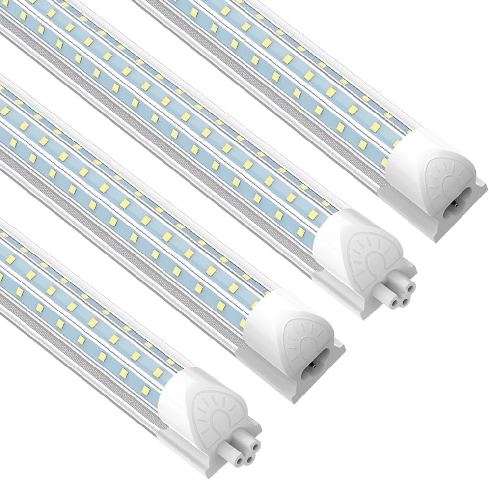 SHOPLED LED Shop Light 4FT, 48W 5000K Daylight White, 7200LM D-Shape 300° Beam Angle, Linkable T8 LED Tube Lights Fixtures, 4 Foot Shop Lights for Workshop Garage Basement, ETL Listed, 4 Pack