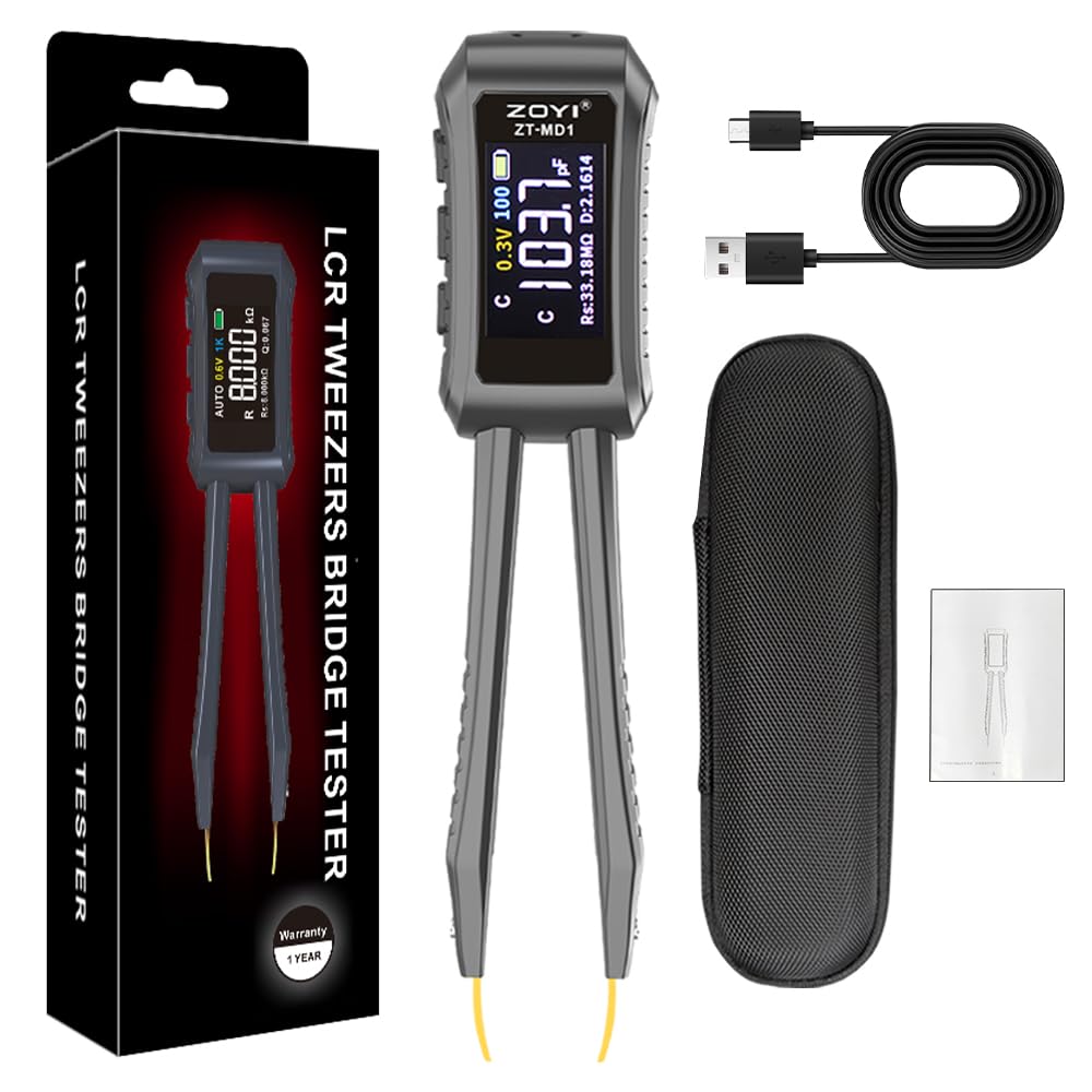 LCR Meter Zoyi MD1 Bridge SMD Test Clip with OLED Display, Auto Identification, 10mΩ-10MΩ Resistance, 1pF-20mF Capacitance, 1uH-60H Inductance,