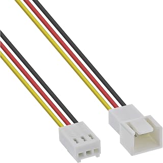 InLine Lüfterkabel Verlängerung 3pol Molex Stecker auf Buchse mit Tachosignalübertragung für PC Lüfter Gehäuse Lüfterkabel, 1m, 33328N