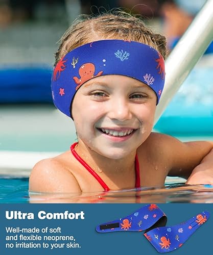 Miniatura 4 de MoKo Diadema de natación para niños y adultos, linda diadema Swinmmers para mantener el agua fuera, impermeable, banda de protección para los oídos