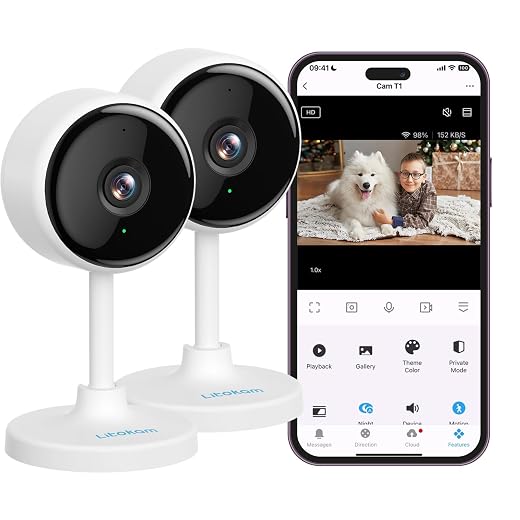 litokam Indoor Camera, Cameras for Home Security with Night Vision, Pet Camera with Phone App, 2K Indoor Security Camera, Motion Detection, 2-Way Audio, WiFi Home Camera, Baby Monitor Work with Alexa