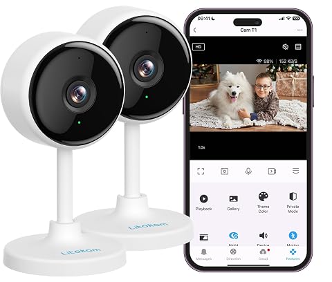 litokam Indoor Cameras for Home Security with Night Vision Pet Camera with Phone App WiFi Home Security Camara