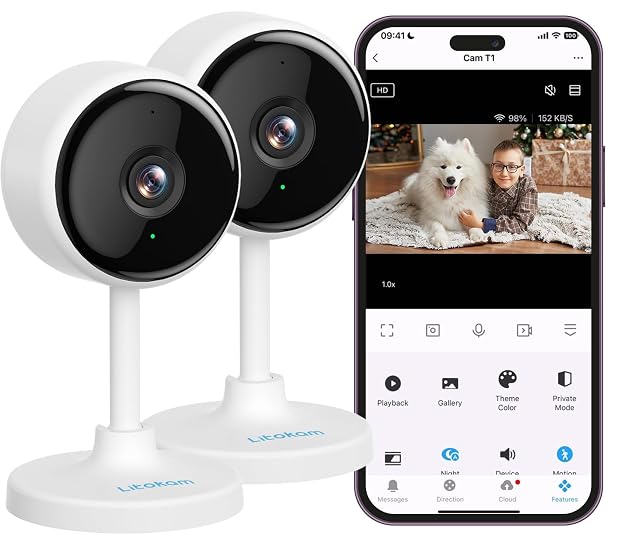 litokam Indoor Cameras for Home Security with Night Vision Pet Camera with Phone App WiFi Home Security Camara