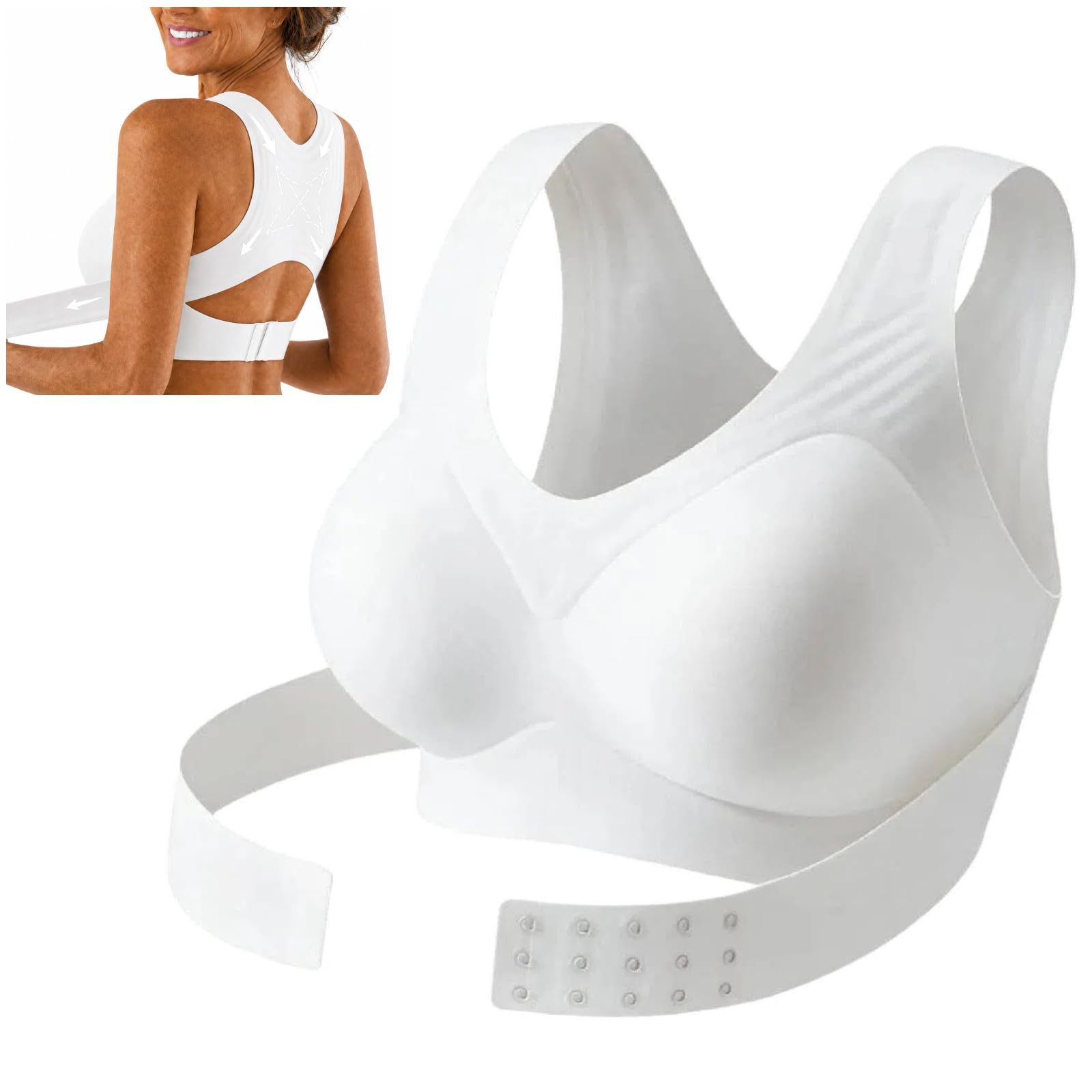 Posture Support Bra Women Front Closure Cross Back Wireless Full Coverage