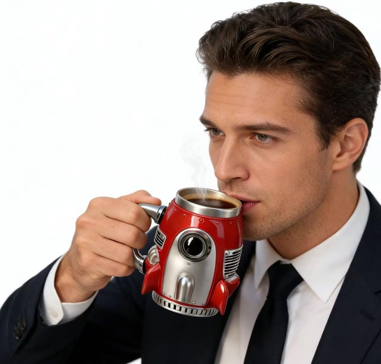 3D Retro Stainless Steel Rocket Coffee Mug, Tea Cup, Milk Cup, Water Mug – The best Valentine's Day gift for mechanics, dads, husbands, and rocket enthusiasts.