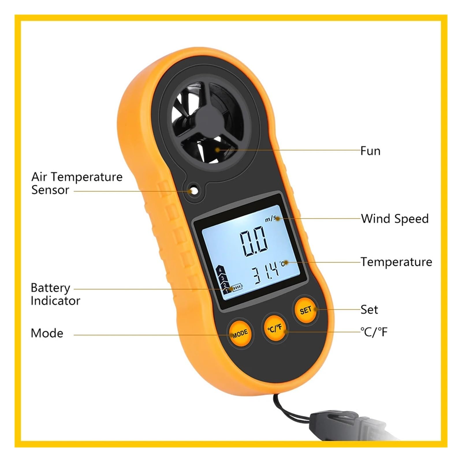 Tragbares Anemometer Anemometro Windgeschwindigkeitsmessgerät Meter LCD Digitales Handmessgerät RZ818/GM816(818)