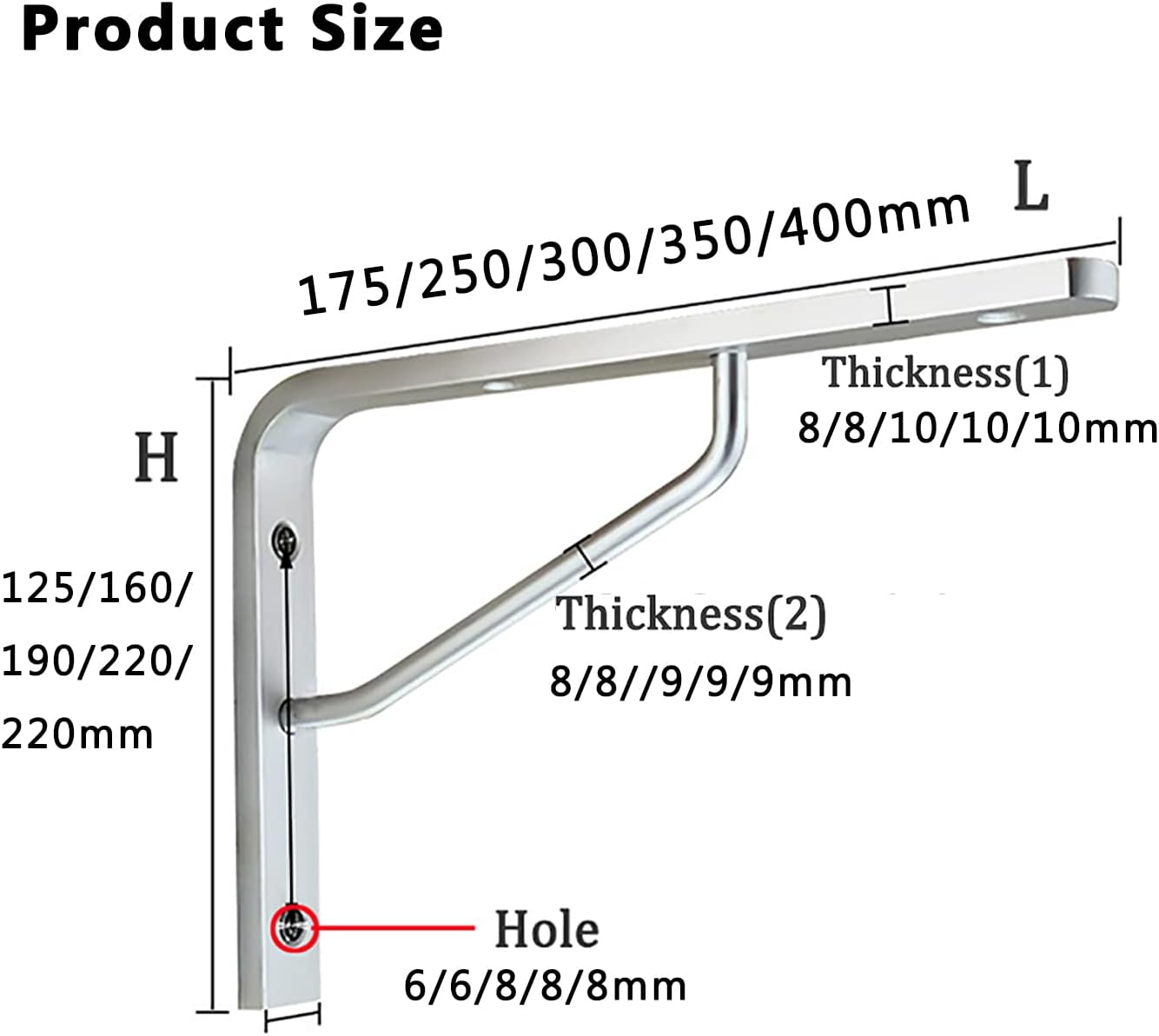 Shelf Brackets,Floating Shelves Brackets,L Brackets for Shelves Wall Mount Shelf,Wall Mounted DIY Triangle Brackets,for Table Work Bench, Space Saving DIY Bracket, Pack of 2