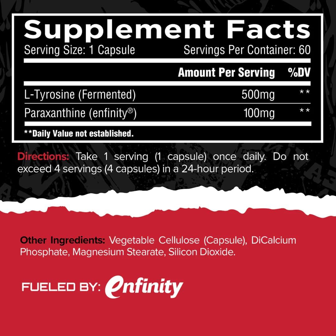 Unmatched Paraxanthine with Fermented L-Tyrosine | Natural Stimulant for Clean Energy | Supports Thermogenesis | Enhanced Focus & Blood Flow | 60 Vegetable Capsules - Image 2