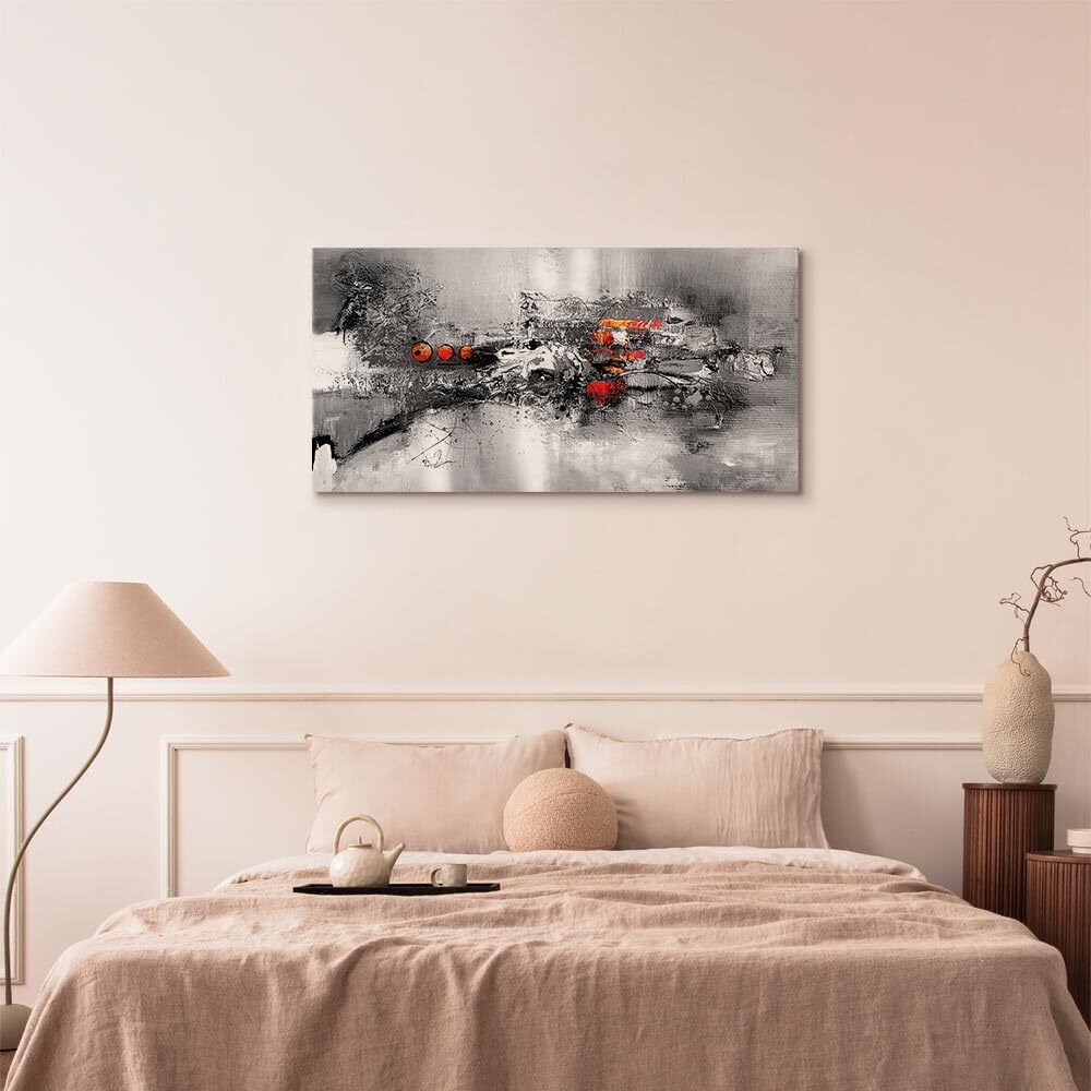 decomonkey Bilder Abstrakt 140x70 cm 1 Teilig Leinwandbilder Wandbild weiß | Strukturleinwand, Holzkeilrahmen, Bild auf Leinwand, Kunstdruck, Wanddeko, Wohnzimmer, Wanddekoration, Modern, schwarz