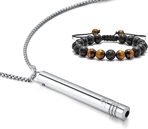 Collar de respiración de ansiedad, pulsera de ansiedad, alivio del estrés, meditación consciente, depresión, collar espiritual, collar de silbato de
