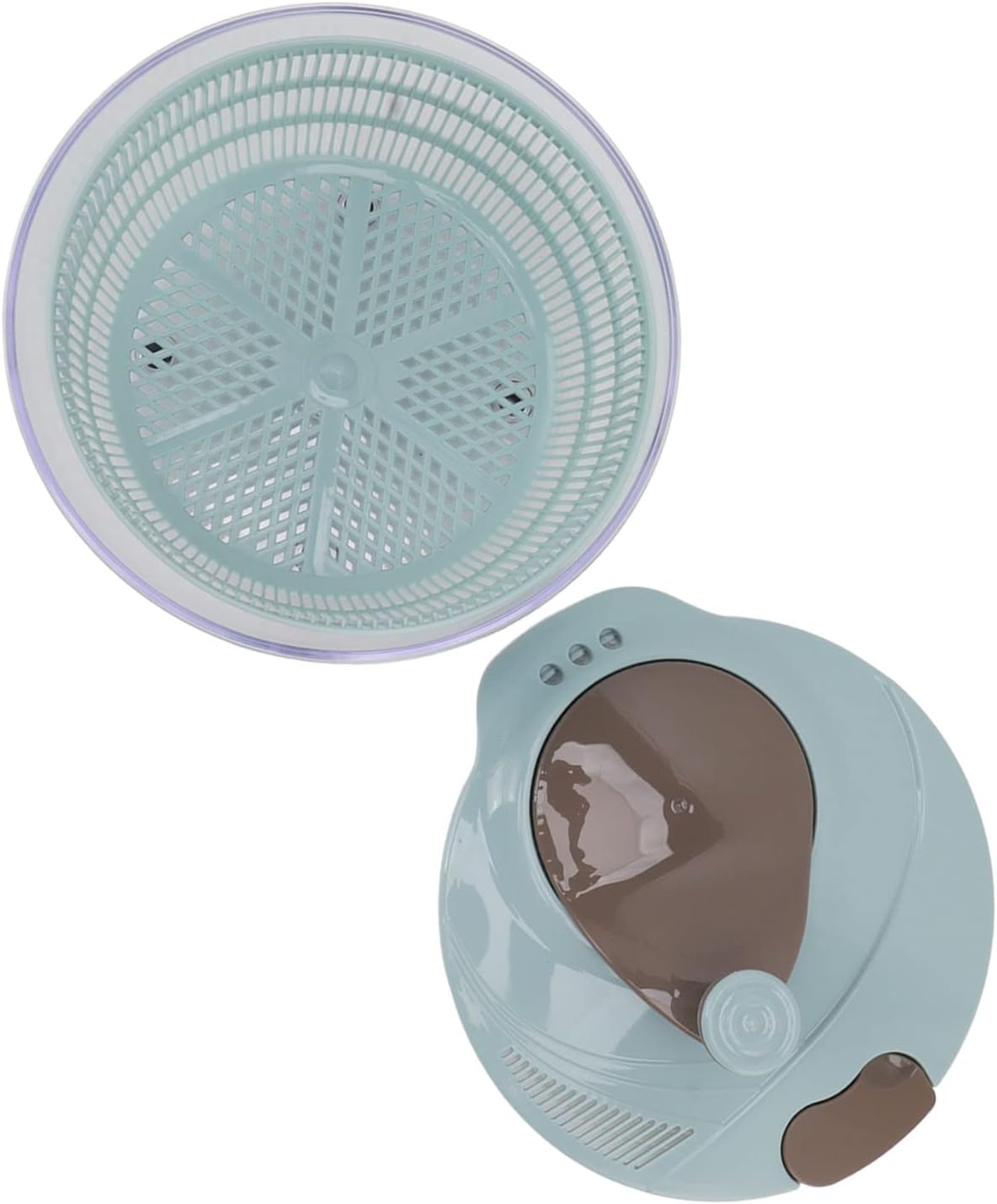 Salad Spinner Plastic, Rotatable Veggie Washer for Kitchen, Fast Mixing Vegetable Dryer with Lid Funnel, Time Saving Lettuce Spinner for Fruits and Greens (Blue)