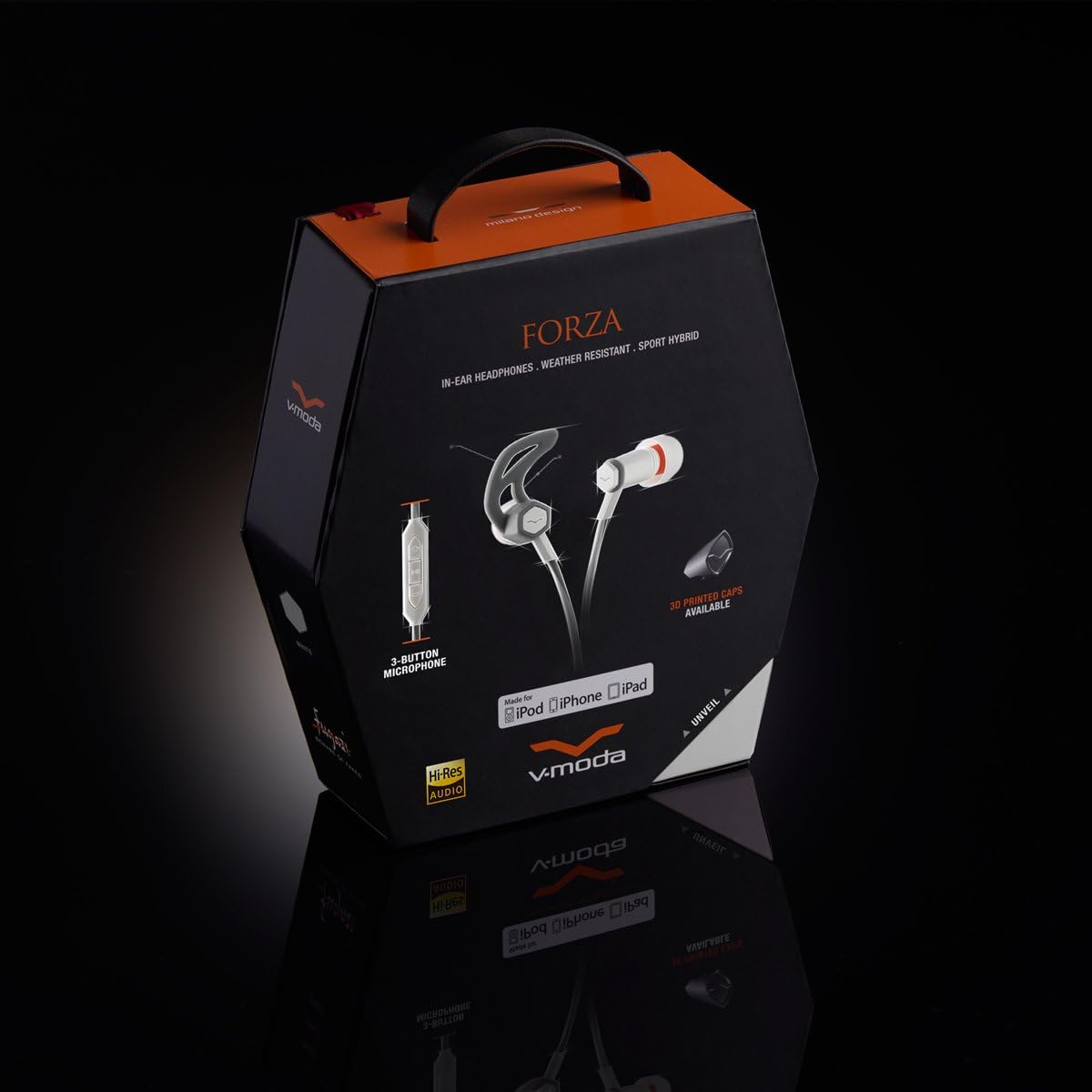 V-Moda Forza in-Ear Hybrid Sport Headphones with 3-Button Remote & Microphone - Apple Devices, White