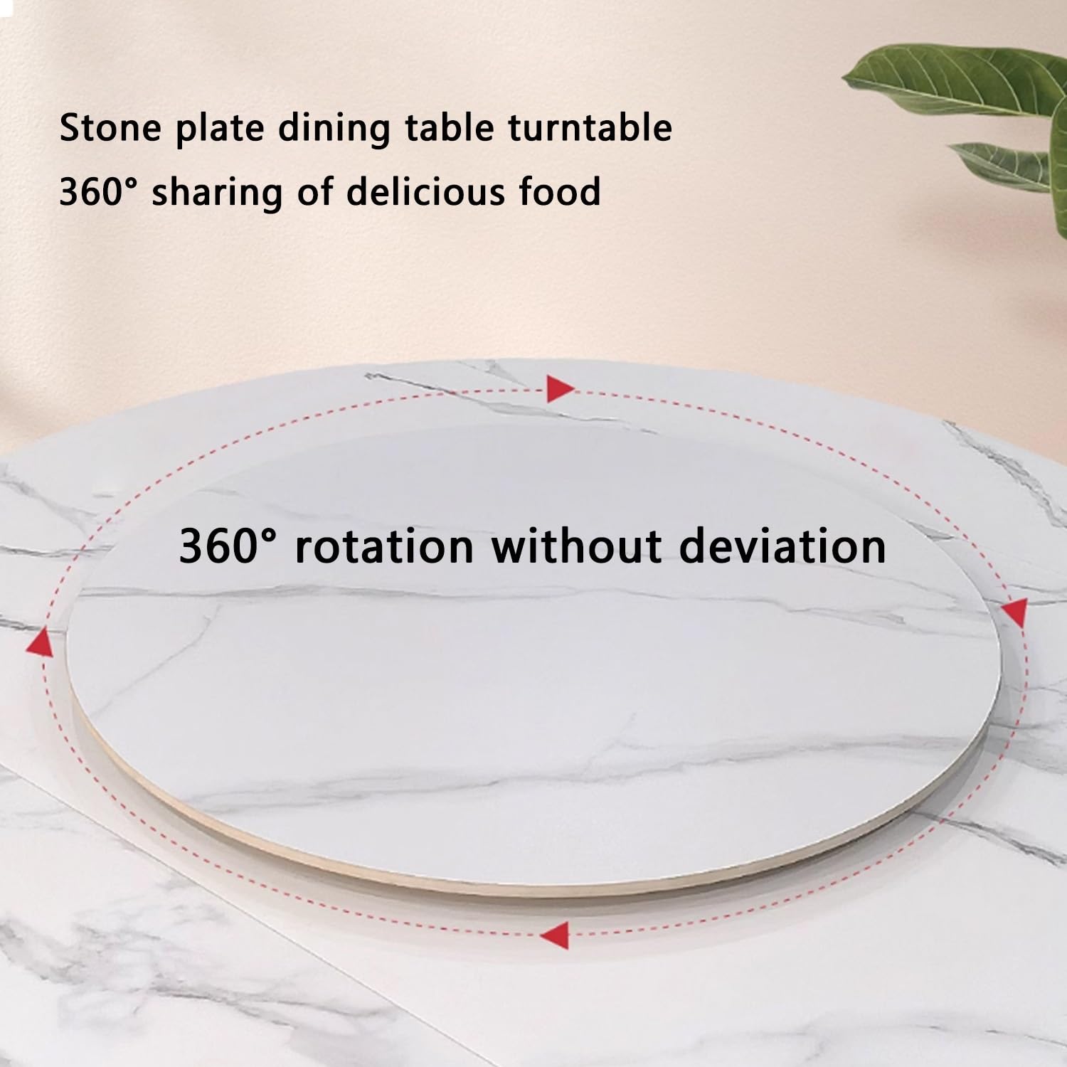 Plateau Tournant Lazy Susan, Épaisseur 12 mm, Plateau Rotatif Rond en Ardoise, Texture Marbre, Pas Facile à Vider, pour Restaurants et Hôtels(White-Gray,24in(60cm))