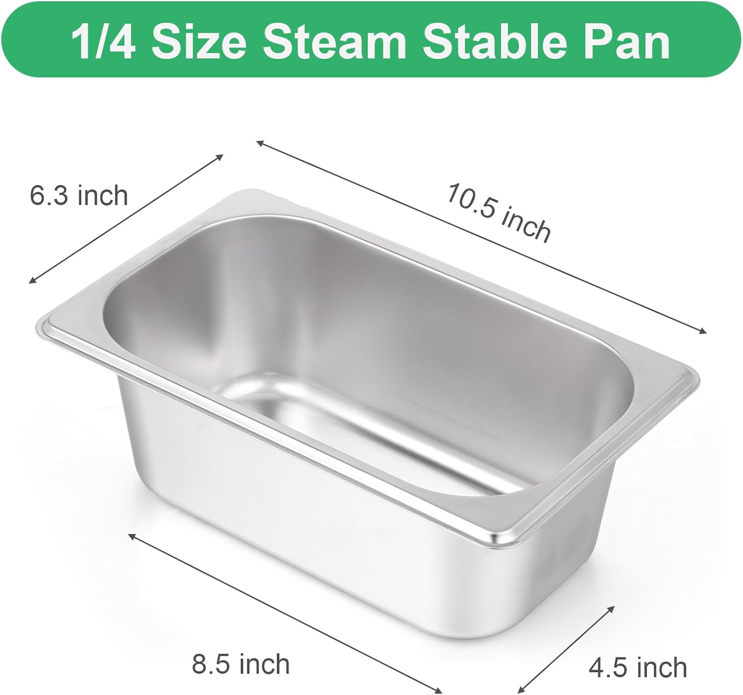 4 Pack Hotel Pans, 1/4 Size 4" Deep Stainless Steel Steam Table Serving Pan, Buffet Dinner Catering Food Pans, Warmer Breading Tray Batter Pan for Restaurant Salad Bar Party Supplies - Image 2