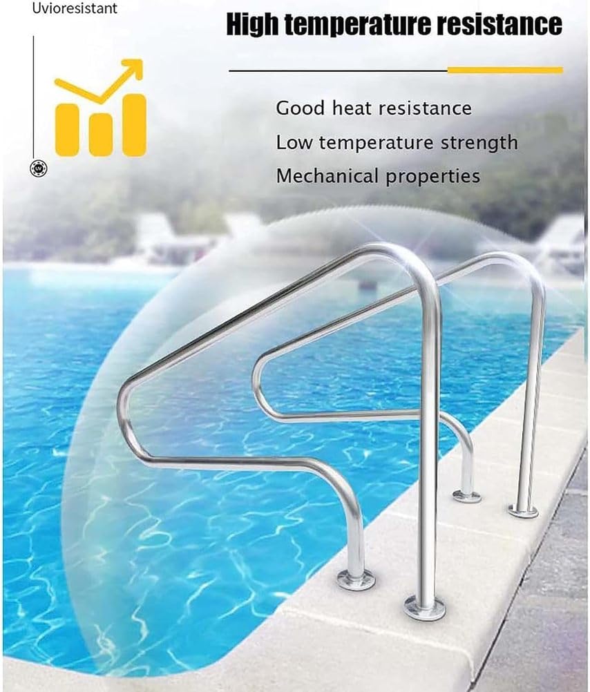 Barre d'appui de piscine – Barre de sécurité d'escalier de piscine creusée – Poignée d'entrée en acier inoxydable 304 pour échelle de piscine