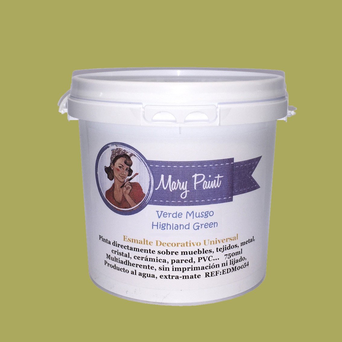 Mary Paint | Pintura para muebles efecto Chalk Paint, Verde Musgo - 750ml