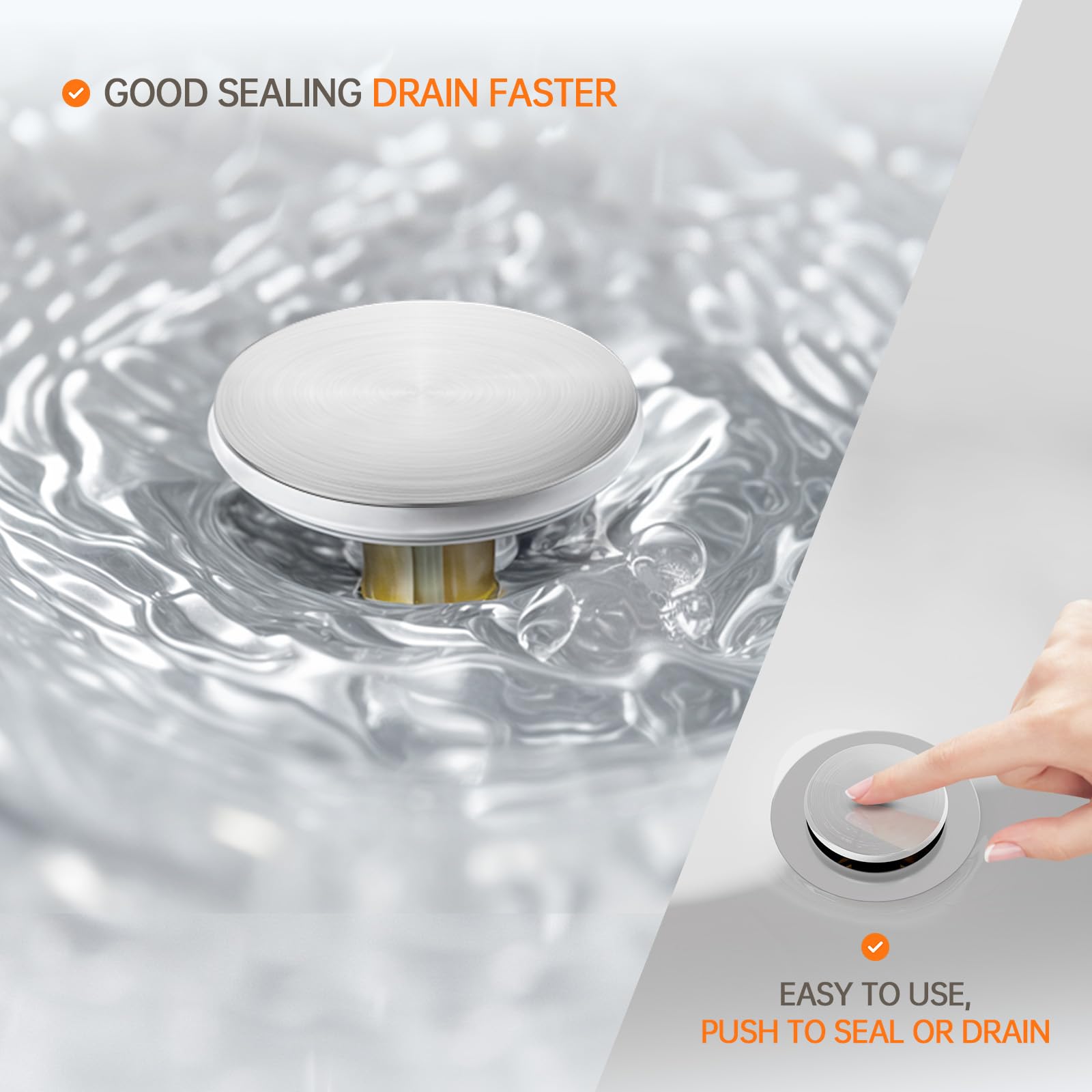 Brushed Nickel Pop-Up Bathroom Sink Drain With Overflow – Solid Brass, 2-Pack, Easy Install - View #13