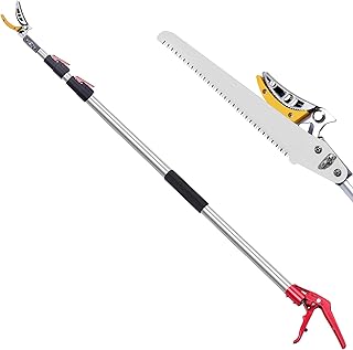 FLORA GUARD 4.6-10ft Extendable Tree Pruner，Cut and Hold Pruning Trimmer - Long Reach Pole Saw, Telescoping Fruit Picker, ...