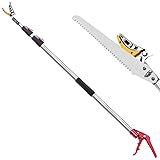 FLORA GUARD 4.6-10ft Extendable Tree Pruner，Cut and Hold Pruning Trimmer - Long Reach Pole Saw, Telescoping Fruit Picker, Branches Bypass Lopper - Lightweight Tree Trimmers Long Handle Pruner Long Reach Tree Pruner