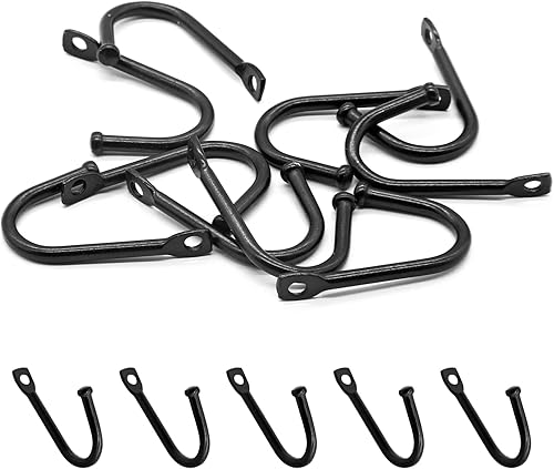 Miniatura 6 de Piutouyar Ganchos de hierro de metal en forma de J, ganchos individuales montados en la pared de 1.4 pulgadas, gancho simple para colgar abrigos,