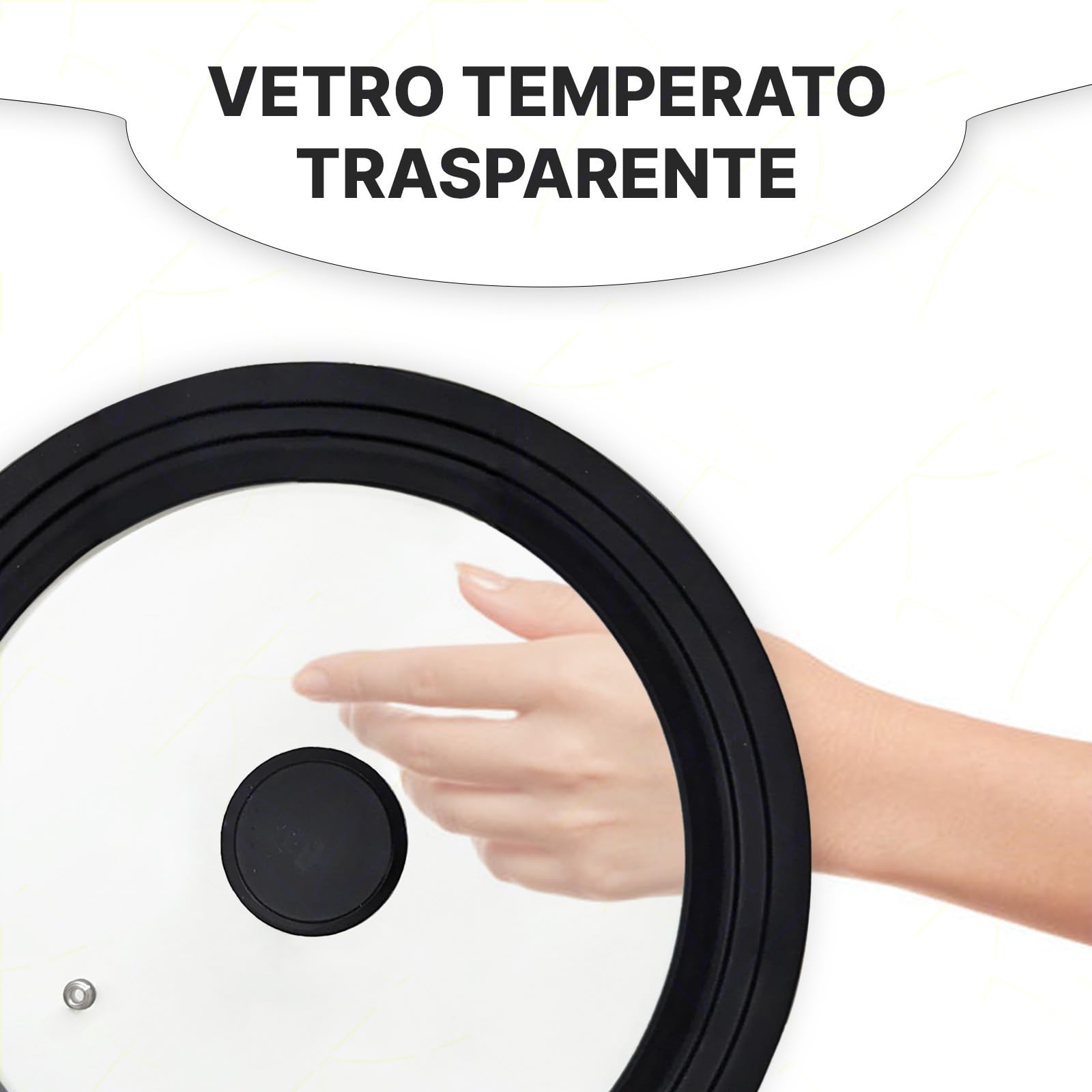 Tapa universal de tres medidas 20-22-24 cm - vidrio templado - borde de silicona (Ø16/18/20)