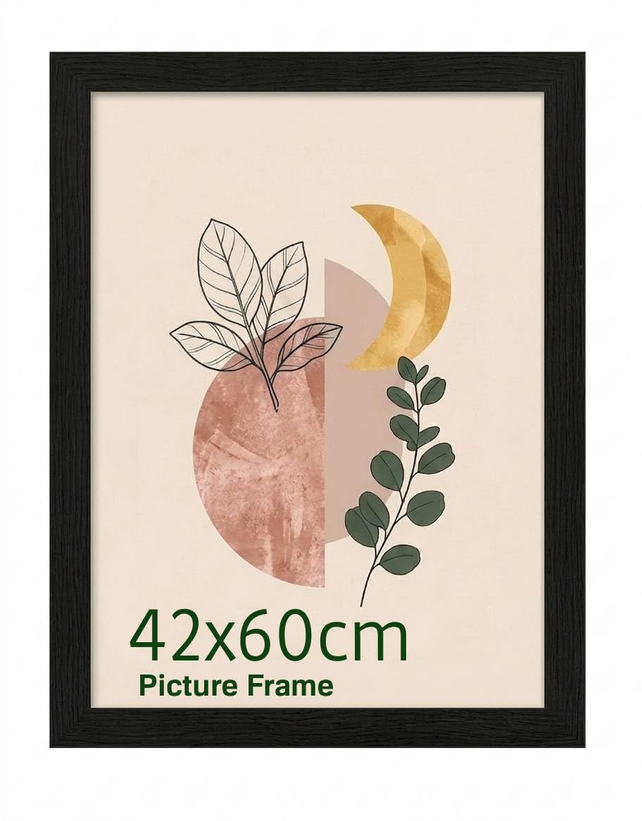Poster Mount 42x60 cm – Black Wood-Effect MDF Frame - Safe & Durable Acrylic Glazing - Quick-Mount Portrait & Landscape Wall Hanging - Best for Prints & Posters