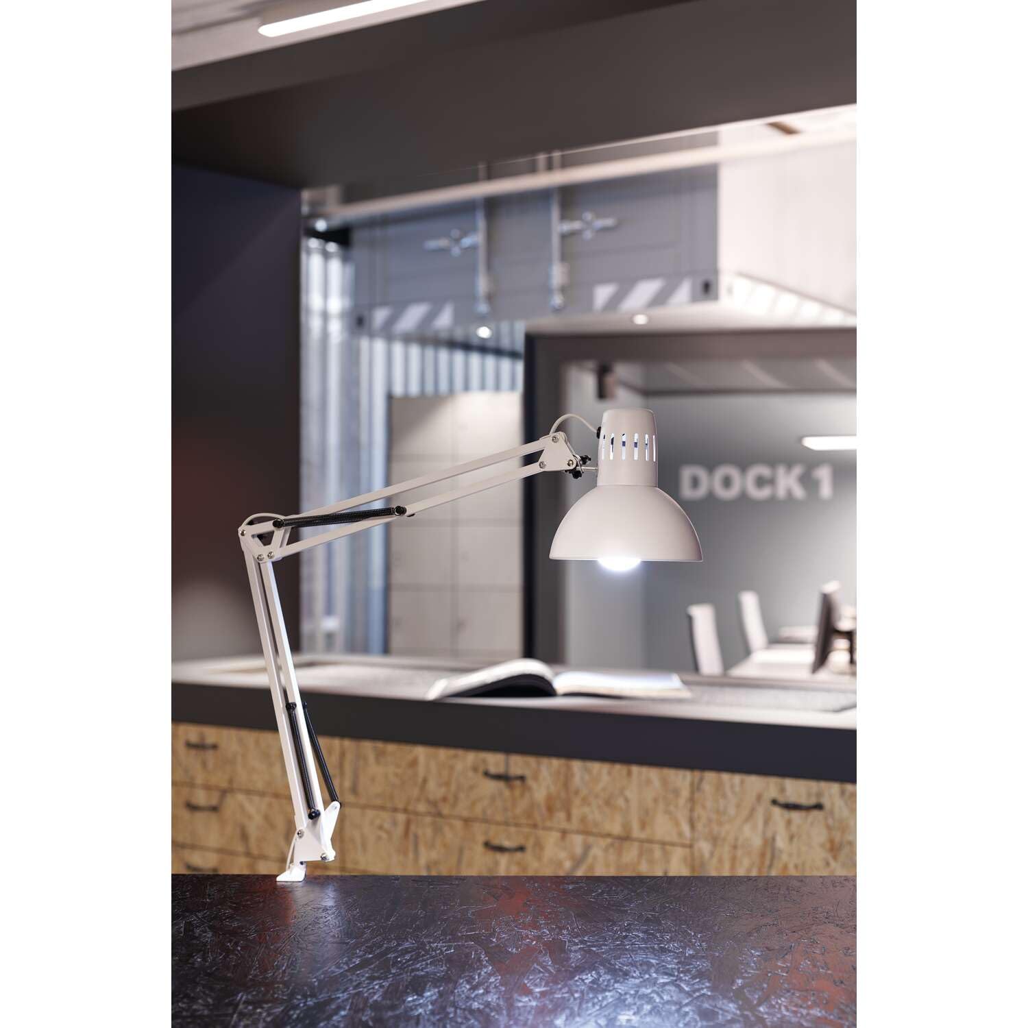 MAUL lampara escritorio MAULstudy | Lampara LED con soporte ajustable con brazo articulado para escritorio | Elegante lampara de mesa metálica LED | Fuente de luz LED incluida | Blanco