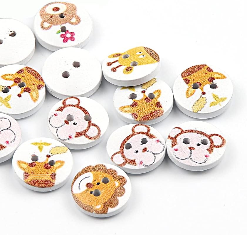 50 Pcs/Pack Wooden Buttons 2 Hole Cute Animals Button for Sewing Knitting Handcraft (Animal Pattern) image 5