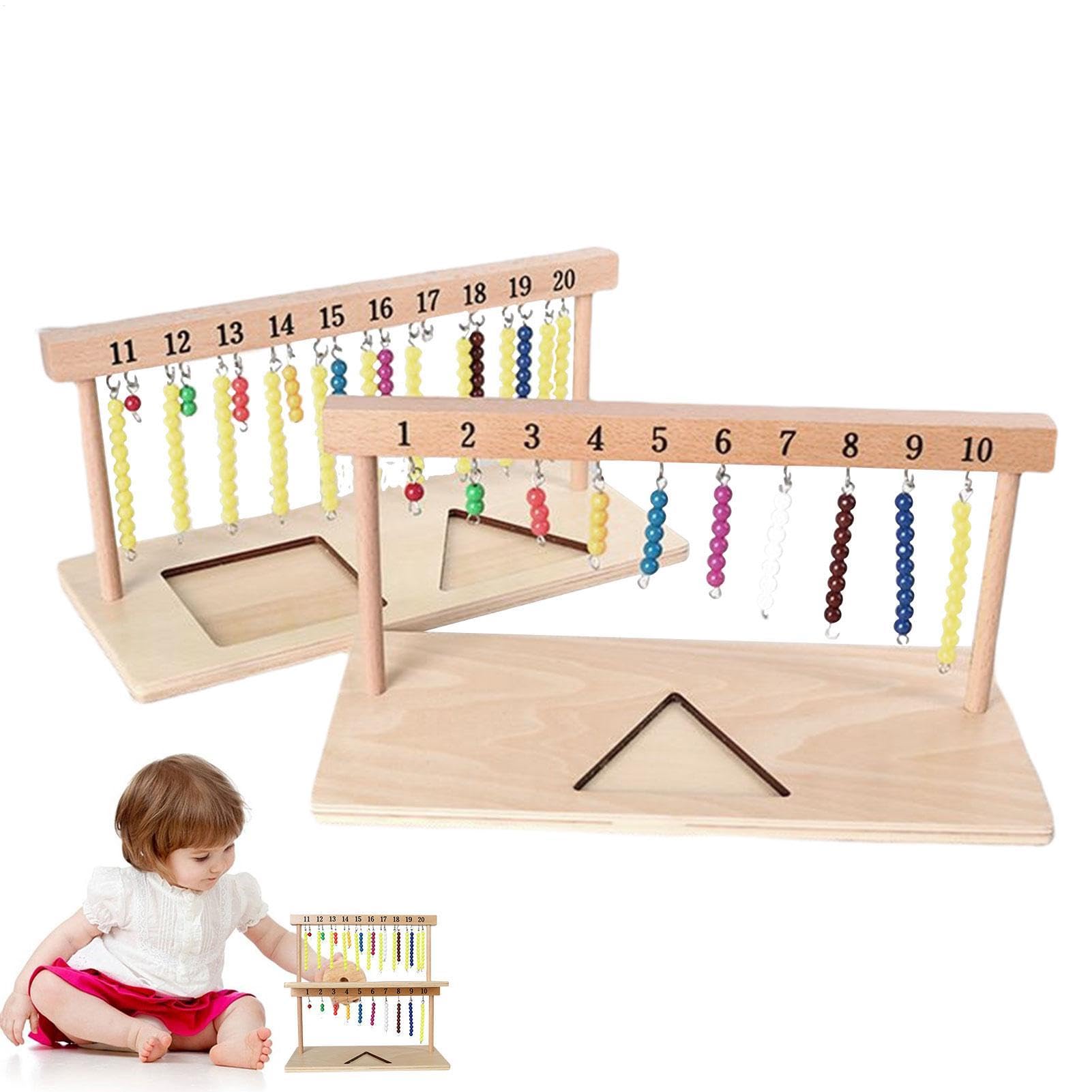 Perlas Matemáticas Montessori – Soporte De Madera Duradera De 1 A 20 Perlas, Juego Educativo Matemático Montessori, Ábaco De Contaje De Madera Para Niños, Herramienta De Aprendizaje Práctica Con