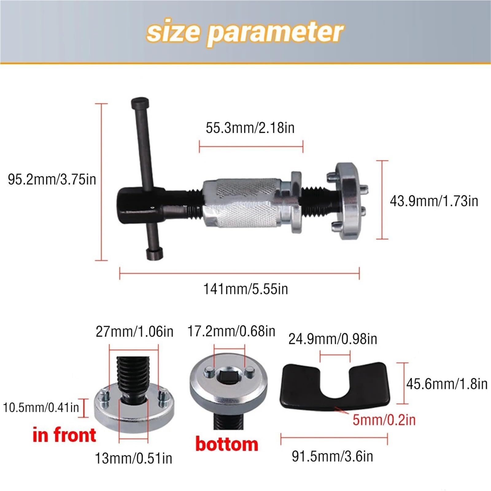 Adapter do tłoczków hamulcowych Samochodowy zacisk hamulca tarczowego Tłok do przewijania Pompa cylindra koła Separator Demontaż Narzędzia naprawcze Przyczepa samochodowa