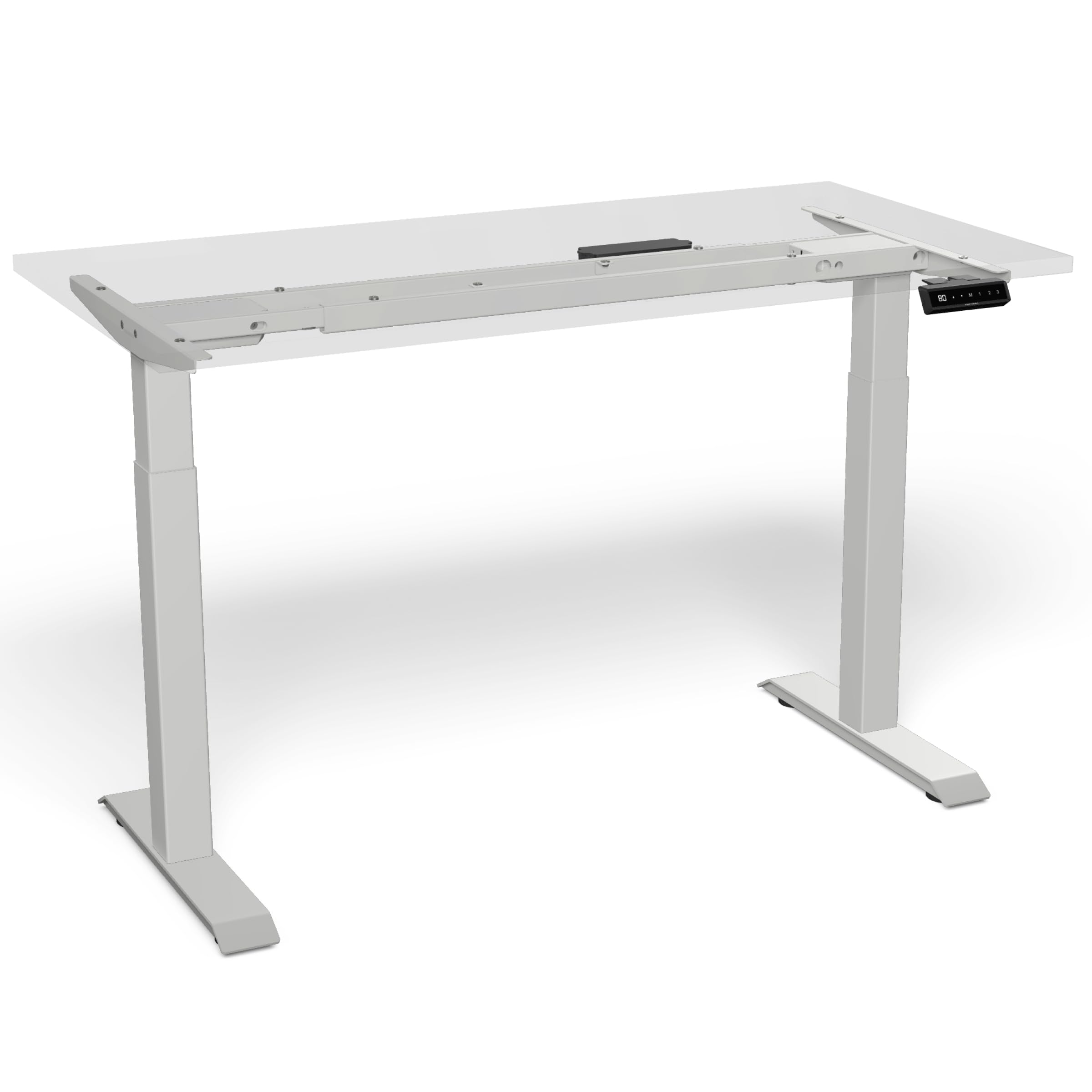 Desktronic Escritorio Regulable en Altura, Escritorio de pie, Soporte de Mesa, Escritorio eléctrico Regulable en Altura con Pantalla táctil y Puertos de Carga, Gris