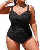 Women Plus Size One Piece Swimsuits Tummy Control Bathing Suits Twist Front Ruched Swimwear