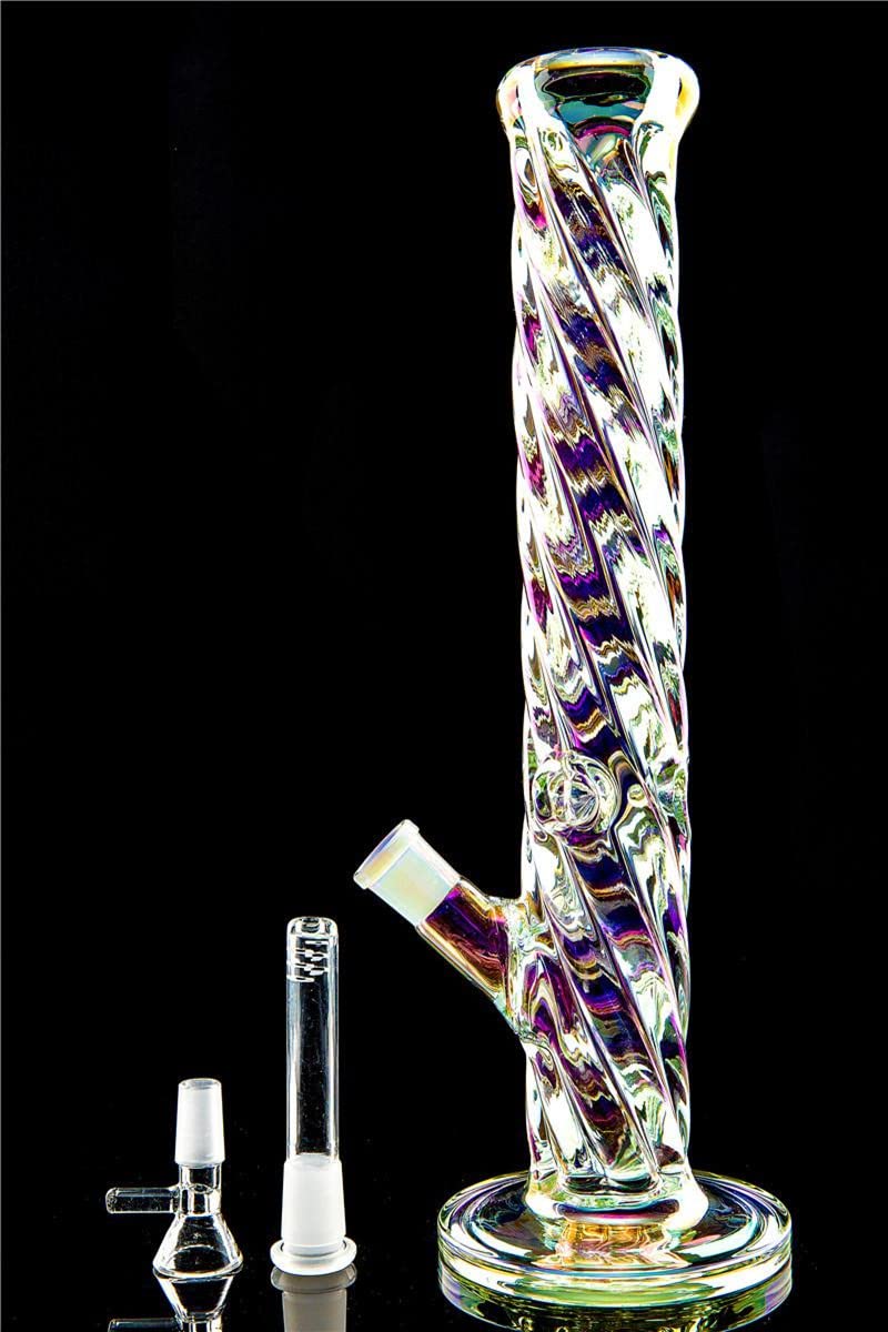 Noctilucous Pipe à eau en verre de 14 mm avec diffuseur de glace épais et percolateur de glace (D#)