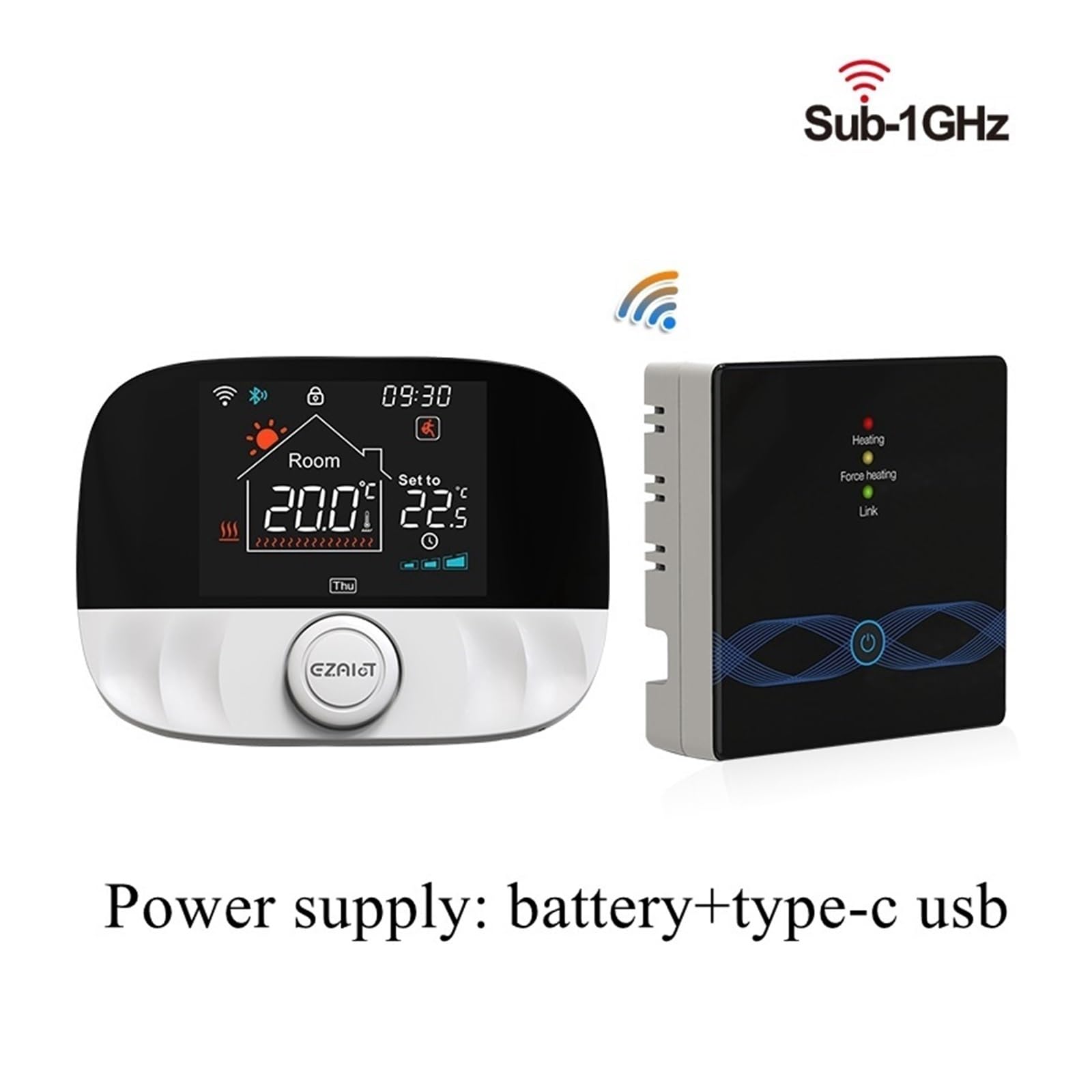 Regulator Temperatury, Inteligentny termostat Tuya, bezprzewodowy regulator temperatury do podgrzewania wody w kotle gazowym, termoregulator LCD Smart Home(Black T9W)