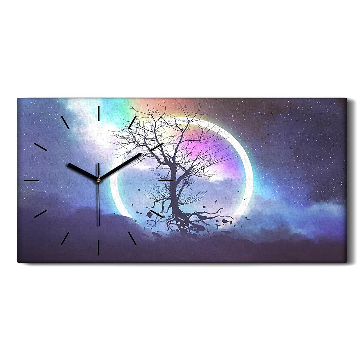 Horloge sans Tic-Tac Silencieuse Toile Arbre sans Feuilles 60x30cm Image Art Moderne