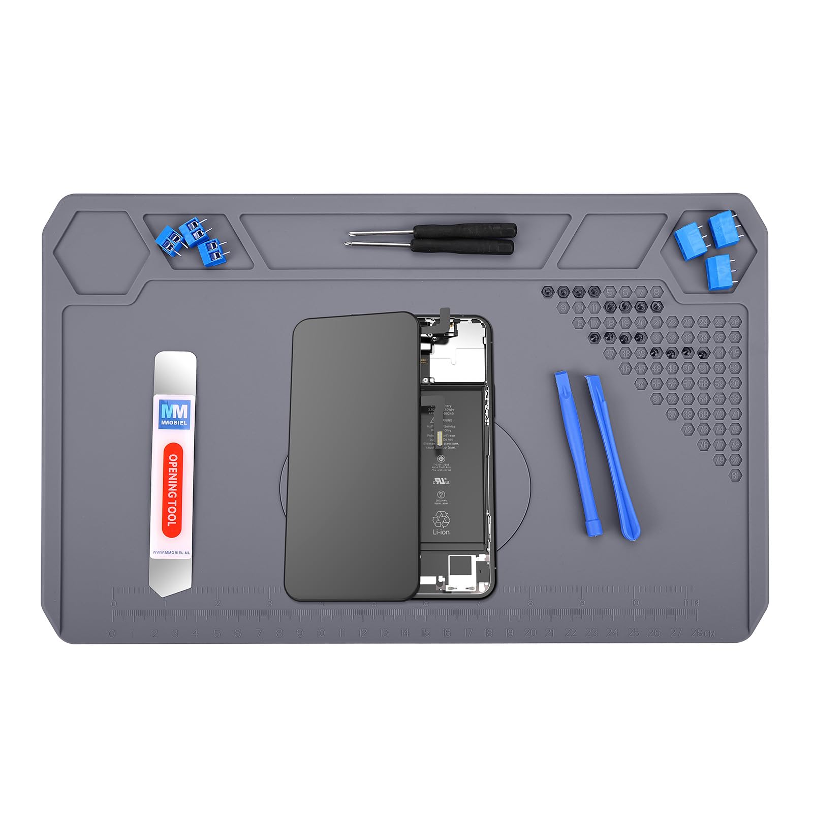MMOBIEL Silicone Soldering & Repair Mat – Heat Resistant up to 932°F (500°C) – Non-Slip Magnetic Workbench Mat for Soldering, Electronics, Computer &