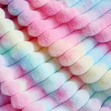 Plush Throw Blanket, Rainbow Tie-Dye Pattern, Super Soft Faux Fur, Pastel Pink Blue Purple, Decorative Cozy Blanket for Couch Bed,Gift for Women (Rainbow, Throw (51 x 63))