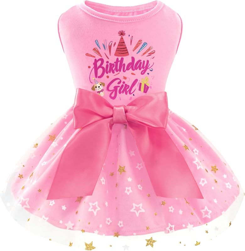Vestido de Aniversário para Cães e Gatos Pequenos em Tule XPUDAC, Tamanho Grande