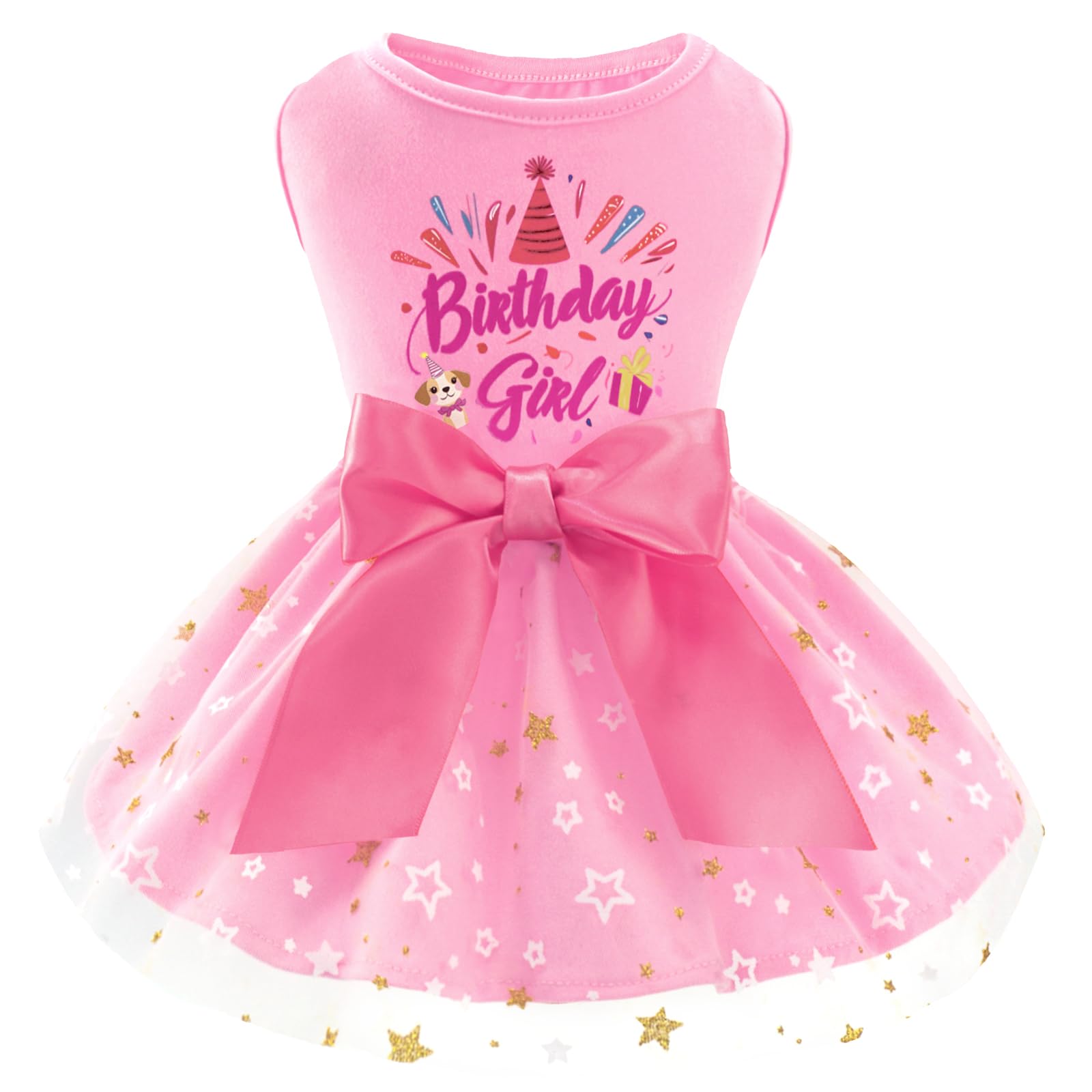 XPUDAC Dog Birthday Dress Puppy Clothes for Small Dogs Girl Birthday Party Tulle Pet Outfit, Cat Appeal-Medium