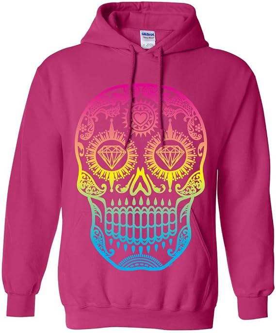 Dolphin Shirt Co Neon Diamond Eyes Smiling Sugar Skull Sweatshirt Hoodie