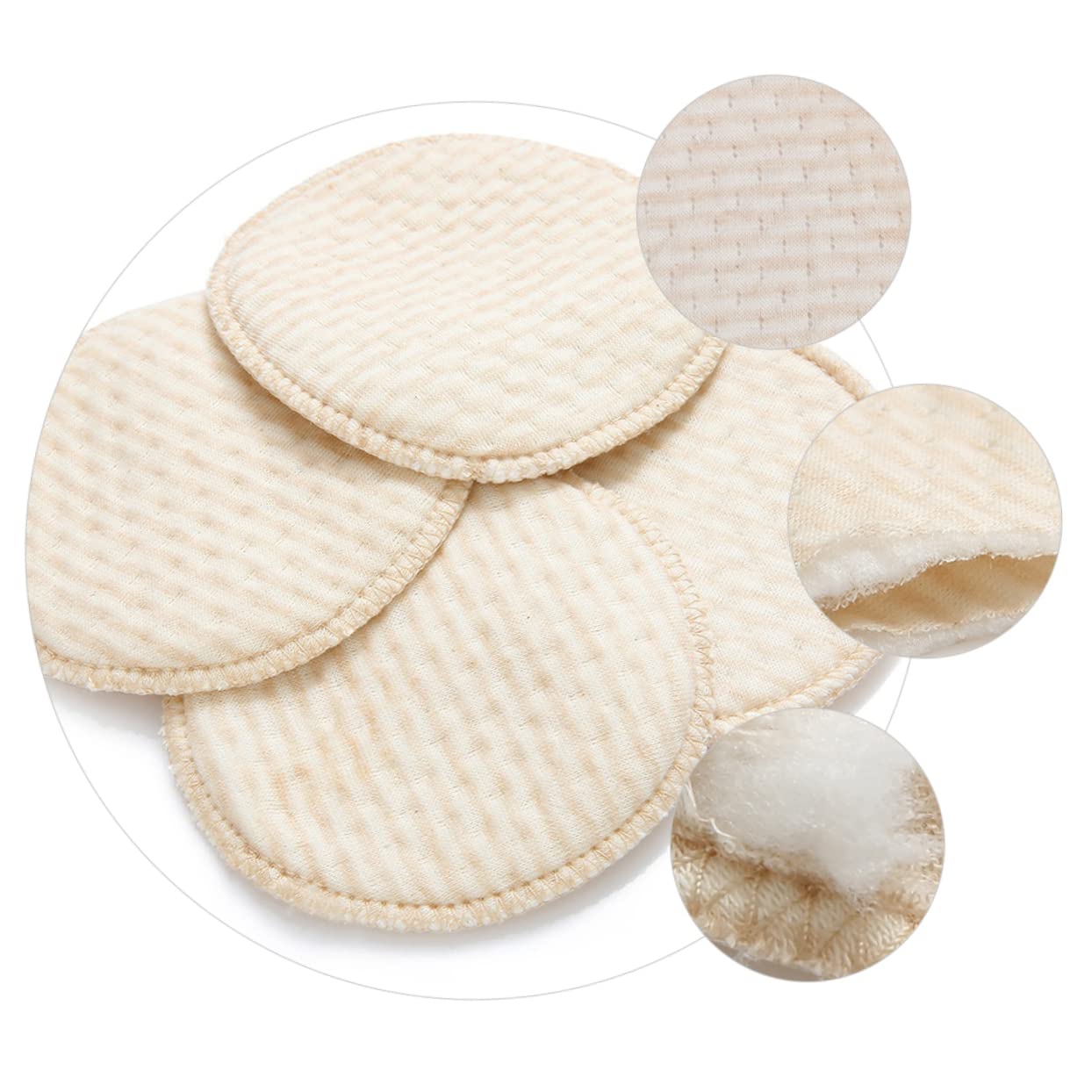 Milisten 4pcs Cotton Breastfeeding Nursing Pads Absorbent Reusable and Comfortable Prevents Leakage for Moms